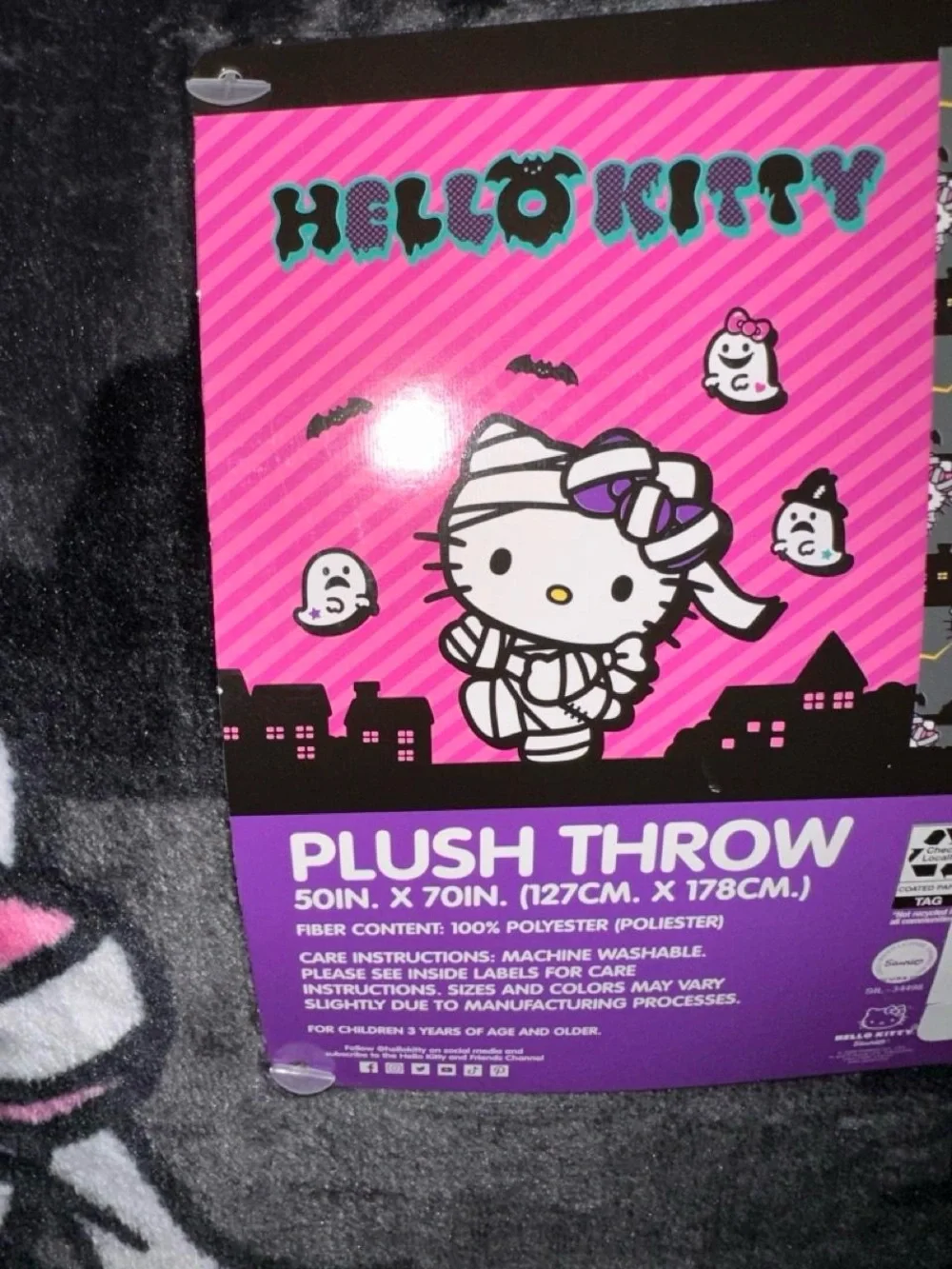 Hello Kitty Frankenstein Mummy Halloween Plush Throw Blanket, new 2026 release